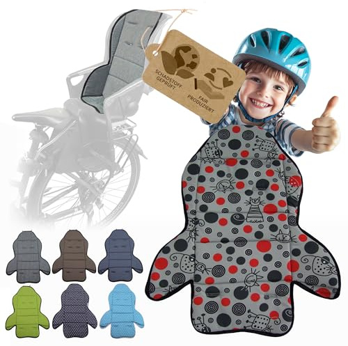 Ersatzbezug kompatibel mit Römer Jockey Kinderfahrradsitz Mod3 | Weiches Ersatzpolster, Sitzbezug, Waschbar bei 30°C (grau rot Katzen)