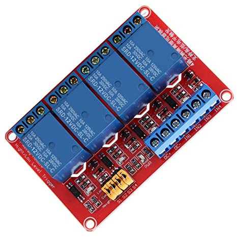 Uadme Módulo de Relé de 4 Canales con Optoacoplador, Tablero de Relais, Placa de Módulos de Relé de Disparo Alto y Bajo, para Arduino(12V)
