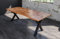 SAM Esstisch Dora 240 x 100 cm, Mangoholz massiv, lackiert & naturfarben, Baumkantentisch mit X-Metallgestell in Mattschwarz, echte Baumkante, 26 mm