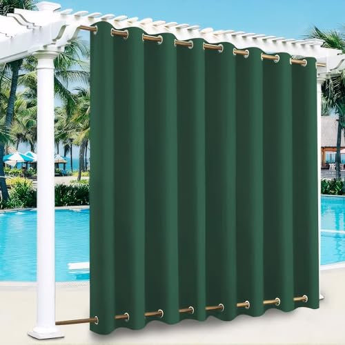 LiveGo Outdoor Vorhang Wetterfest Wasserdicht mit ösen,Outdoorvorhänge Gardinen für draußen Balkon terrasse Pavillon Aussen Outdoorvorhang Sonnenschutz Vorhänge Garten,Grün,1 Stück|254x213cm(BxH)