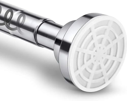 Tension Rod for Curtain - Extendable upto 40-60 cm - No Drill & Rust Proof Shower Curtain Rods for Bathroom - Silver pole