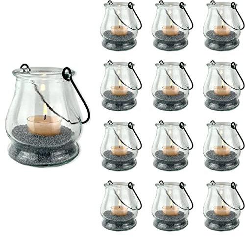 casavetro 12st Laterne Gross Glas mit Bügel Teelichtgläser Deko für Hochzeit