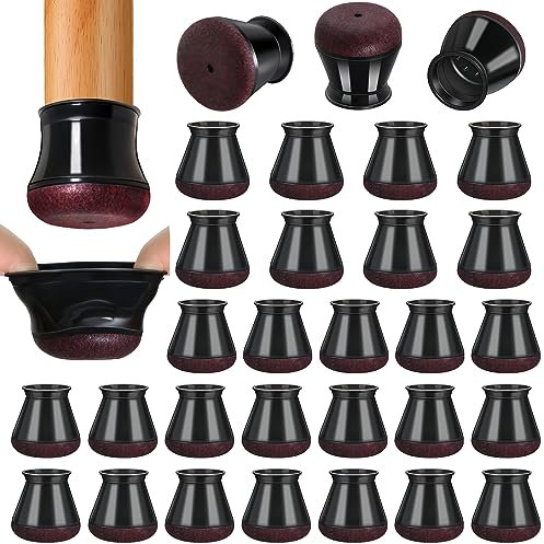 32 Piezas Protector Patas Sillas, Protectores de Suelo para Patas de Silla, Silicona Tapas de Piernas de Silla con Almohadilla de Fieltro Engrosada (Negro)