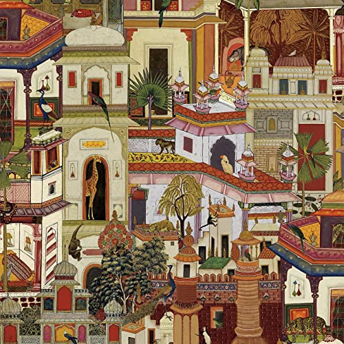 Holden Animal City Fond D'écran pour Salon, Boutique, TV, Chambre, Couloir, Décoration - Moderne Design Graphique Decoratif Papier Peint avec paysage urbain marocain et animaux de la jungle