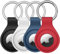 JETech Silicone Custodia per AirTag 2021 con Portachiavi, Cover Air Tag Protettiva Portatile, Installazione Facile, Pacco da 4 (Nero/Bianco/Blu Marino/Rosso)