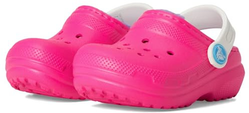 Crocs Kids Clogs, Classic Lined Clog T, Pink Crush/Multi,9 UK Child