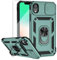 Teayoha Coque de téléphone pour iPhone XR, avec Protections d'écran et Coque d'appareil Photo, Coque de Protection Antichoc de qualité Militaire avec Anneau Rotatif magnétique et béquille pour iPhone