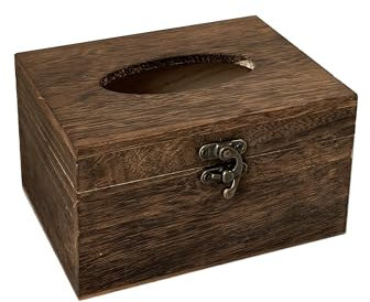 Kleenexes - Contenitore rettangolare in legno per fazzoletti, dispenser per tovaglioli, per bagno, ufficio, soggiorno, tavolo da pranzo (marrone, piccolo)