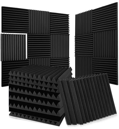 Knnuey Paquete de 52 placas de espuma acústica, 1 x 12 x 12 cm, placas de espuma insonorizadas para , paneles acústicos