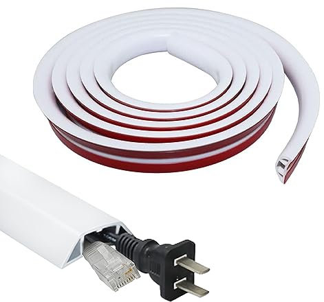 Cable Trunking, 3 Meter Flexible Cable Cover Paintable Self-Adhesive Wire Covers Wall Corner Wire Hide Cable Management Kit White Trunking for All Power Cables TV and Computers in Home Office