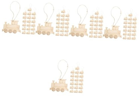 IMIKEYA 100 Stück Lokomotivanhänger Leere Holzscheiben Leere Hölzerne Zugscheiben Holzspäne Hängender Zugkopf Basteln Zugform Holzscheiben Holzzug Ornamente Holzscheiben Für