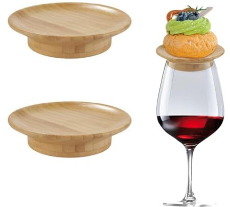 2 Piezas Tabla De Charcutería para Copas De Vino, Adornos De Madera, Platos Decorativos, Topper para Postres, Aperitivos, Restaurantes