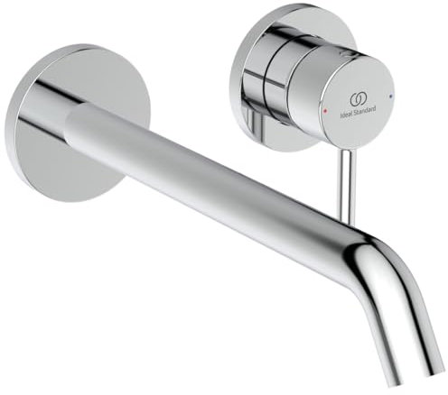 Ideal Standard BD848AA Ceraline Nuovo - Rubinetto da parete per lavabo, montaggio a parete, con beccuccio, rubinetto a risparmio acqua, cromato