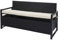 Mendler Poly-Rattan 3er Sitzbank HWC-F39AM, Gartenbank Truhenbank, Staufach Aufbewahrung Sitzkissen - anthrazit, Kissen Creme