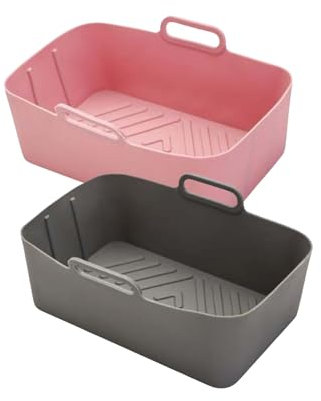 EasefulLife Ninja Air Fryer Liners - 2 Pcs Ninja Air Fryer Silicone Liners - Ninja Dual Air Fryer Accessories for Ninja Foodi AF300UK and AF400UK - Dual Basket Airfryer Silicone Liners