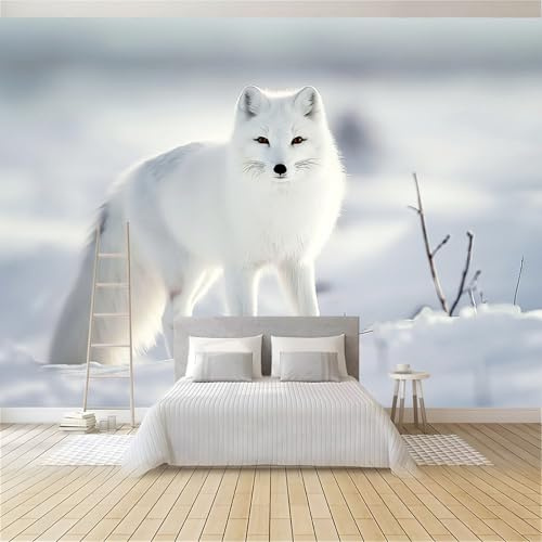 Fototapete Vlies Tapete Polarfuchs Im Schnee 200x140 cm 3D Effekt Wandbild Vlies Wandtapete Moderne Wohnzimmer Mural Schlafzimmer Kinderzimmer TV Hintergrund Wand Motivtapeten