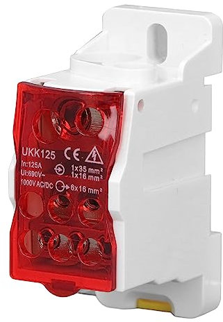 Uadme Morsettiera Distribuzione, UKK-125A C45 Scatola di Distribuzione Terminale, Morsettiera Guida Din, per Quadro Elettrico Scatola di Giunzione, Rosso