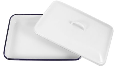 OSOLADY Large Enamel Tray Lid Rectangular Baking Dish Loaf Pan Lid Non-Stick Multi-Functional Oven Pan