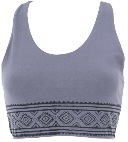 GURU SHOP Goa Psytrance Bikini Top, Boho Yoga Bra mit Druck, Damen