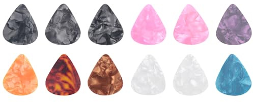 Qusedwey 12 x rock picks - Mediators for guitars and basses 3 different thickness
