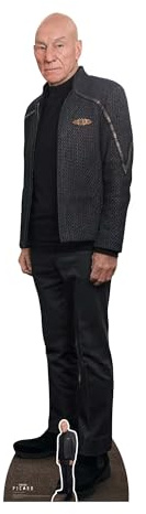Star Cutouts – SC4706 – Star Trek Jean-Luc Picard Black Outfit Lifesize Cardboard Cutout 179cm – Patrick Stewart – Official Star Trek Gift