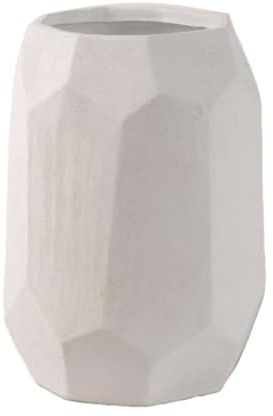 Leon Geometric Ceramic Vase - White 34cm Height Flower Vase - Modern Vases