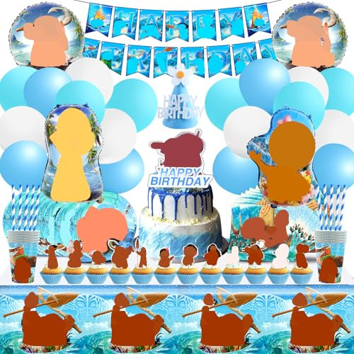 100 pièces Vaiana Anniversaire Ballons, Mona Vaisselle de Fête, Vaiana ensemble vaisselle fête, Ballons de Décoration D'anniversaire, ensemble Décoration Fête pour Anniversaire D'enfant