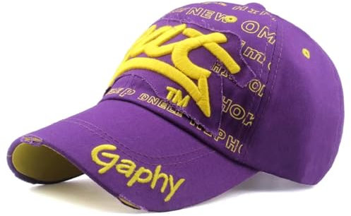 WUFANGBU Cappello Berretto Uomo cap Cappelli Berretto da Baseball Cappelli Montati per Gli Uomini Donne cap Casual Ricamo Berretto da Baseball Regolabile Viola-Giallo