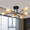 Riohan Industrielle Sputnik Kronleuchter, Retro 6-Licht E27 Deckenlampe, Moderne Schwarze Golden Deckenleuchte Industrie Kronleuchter, Ø 51 cm, für Schlafzimmer, Wohnzimmer, Küche(ohne Leuchtmittel)