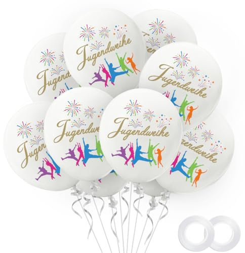 30 Stück Jugendweihe Luftballons, Alles Gute zur Jugendweihe Ballons Deko, 12 Zoll Helium Ballon Weiß für Junge Mädchen, Luftballon zur Jugendweihe Deko Party, Bunt Aufdruck