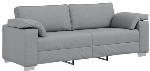 vidaXL Zeitgenössisches Hellgraues Sofa für 3 | Robuste Sitzgelegenheit mit fleckenresistentem Stoff, inklusive 2 Kissen – perfekt für Dein Wohnzimmer, modernes Design mit Metall- und Holzrahmen.