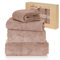 HOMELUX Handtuch-Set 4er-Pack, Baumwolle, enthält 2 übergroße Badetücher 70 x 140 cm, 2 Handtücher 50 x 90 cm, Badtextilien für den täglichen Gebrauch — Braun
