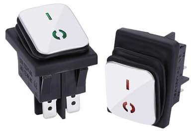 Switian KCD4 Metall-Wasserdichter Mini-Schalter 2 Stück mit LED-Anzeige SPST ON-OFF Schalter 4-Pin 16A 250VAC (Rot/Grün) IP65 für Elektrogeräte 