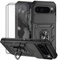 Dechyi Funda para Google Pixel 9 Pro XL Carcasa Cubierta de Cámara Deslizante Vidrio Templado con Soporte de Anillo-Negro