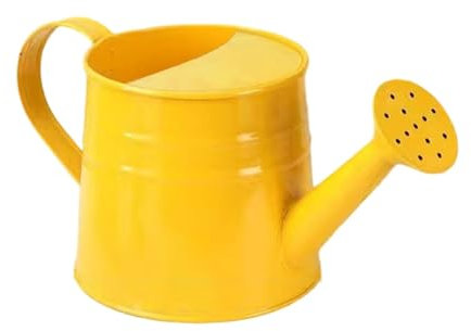LOVIVER Watering Can for Kids Garden Watering Bucket with Sprinkler Head Metal Gardening Water Pot Mini for Flower Bed Home Courtyard, Yellow