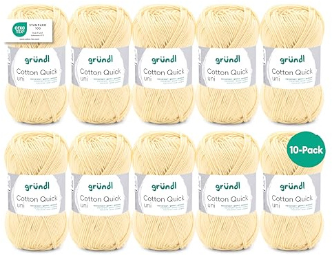 Gründl Laine Cotton Quick uni Fil à crocheter 10 pelotes 50 g, Pastel