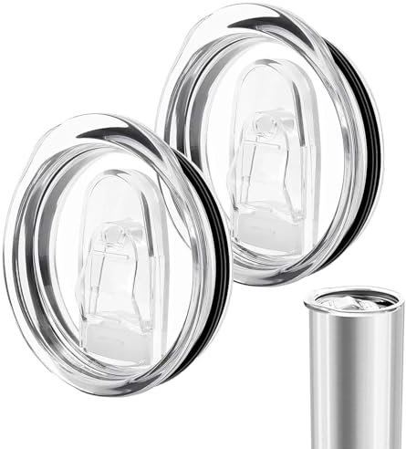 2 Pcs Replacement Lids for Travel Cup, Replacement Cup Lid Leakproof, Reusable Tumbler Cover Sets, Plastic Splash Resistant Sliding Covers Fit for Coffee Cups, Straw Cups and Glasses(20 oz)