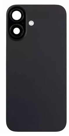 Glass Back Compatible With Phone 16 Black Plain with Camera Lens No Logo