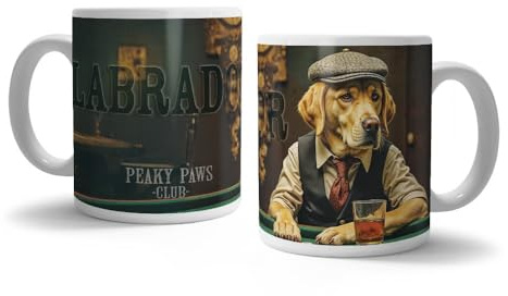 The Original Metal Sign Peaky Paws Club Ceramic Mug (Yellow Labrador)