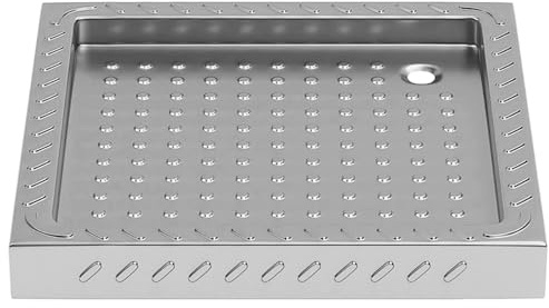 Bac de Douche Receveur de Douche Carré en Acier Inoxydable 304 pour Camping-car, pour Hôtels, Salles de Sport, Piscines, Salles de Bain Familiales, Capacité de 300 Kg(70x70cm/28x28)