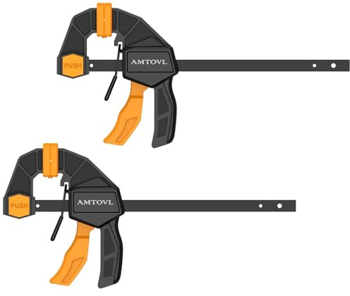 AMTOVL Schraubzwingen 2 Stk. Einhandzwingen Spannweite 155mm Dehnbereich 130-280mm Schnellspannzwingen Spannkraft bis 75kg zum Fixieren mit einer Hand