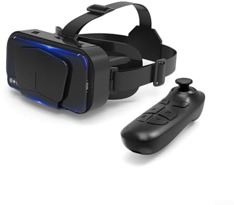 Phone VR Headset with Controller, HD Anti-Blue Virtual Reality Headset Comfortable VR Glasses for 4.7-7'' Smartphones with Eyes Protected Lenses (G10+B03)