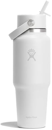 Hydro Flask – Wide Flex Straw Travel Bottle 946 ml (32 oz) | Edelstahl, auslaufsicher, passend für die meisten Getränkehalter – Kalt 24 Std. – Wide Mouth – White