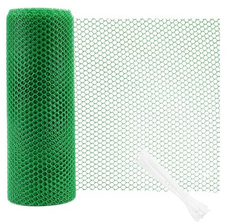 CHUENKUK Kunststoffzaun Grün 40cm x 10m, Kunststoffgeflecht Kunststoffgitter Garten, Gartenzaun Kunststoff Geflügelzaun Sechseckgeflecht Zaun für Garten, Handwerk