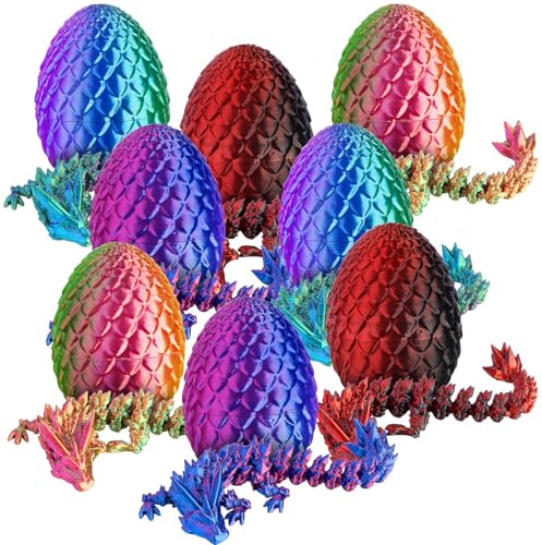 Playtastic Drachen: 8er-Set 3D-gedruckte Dracheneier mit Mini-Drachenfiguren, 12,7 cm (bewegliche Drachenfiguren, Dragon)