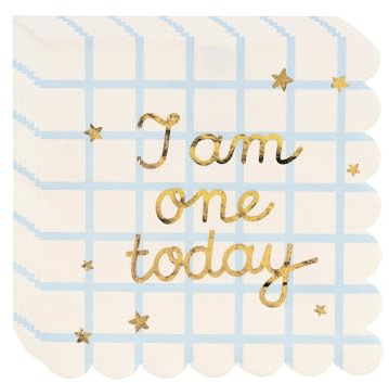 Servietten 1. Geburtstag Beige Gold – I am One Today 12 Stück | Partyservietten für Kindergeburtstag, Babygeburtstag, Kindergeburtstag & Geburtstagstisch – Beige/Gold, 12 Stück
