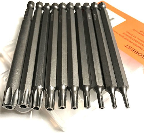 GOBEST magnetic security torx screwdriver bits set 10 pcs extra long 100mm, T8 - T45, torx tamper proof (GB-0028)