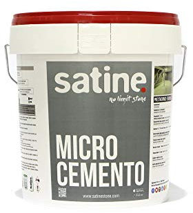 Satine Microcemento Monocomponente acabado fino 15KG para 45m2 | grano fino | en polvo mezcla con agua | uso exterior e interior | suelos, paredes, fachadas, mobiliario