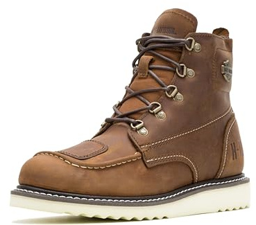 Harley-Davidson Men's Hagerman Leather Motorcycle Wedge Boot, Brown/Brown, 11