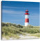 Pixxprint Leuchtturm hinter Dünen, Größe: 70x70, Leinwandbild Quadratisch, Wandbild, Kunstdruck, fertig bespannt